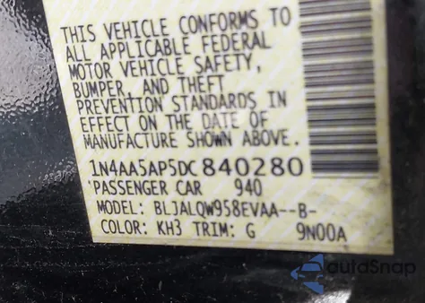 2013 Nissan Maxima 3.5 S z USA, uszkodzony, nr VIN 1N4AA5AP5DC840280